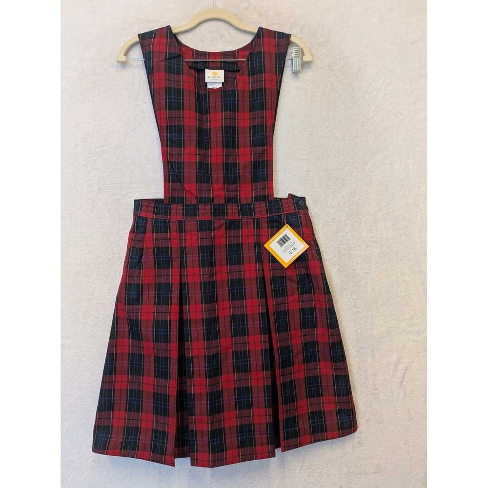 Dennis Uniform Girls G16 Woodland Plaid Box Pleat Jumper Dress NWT